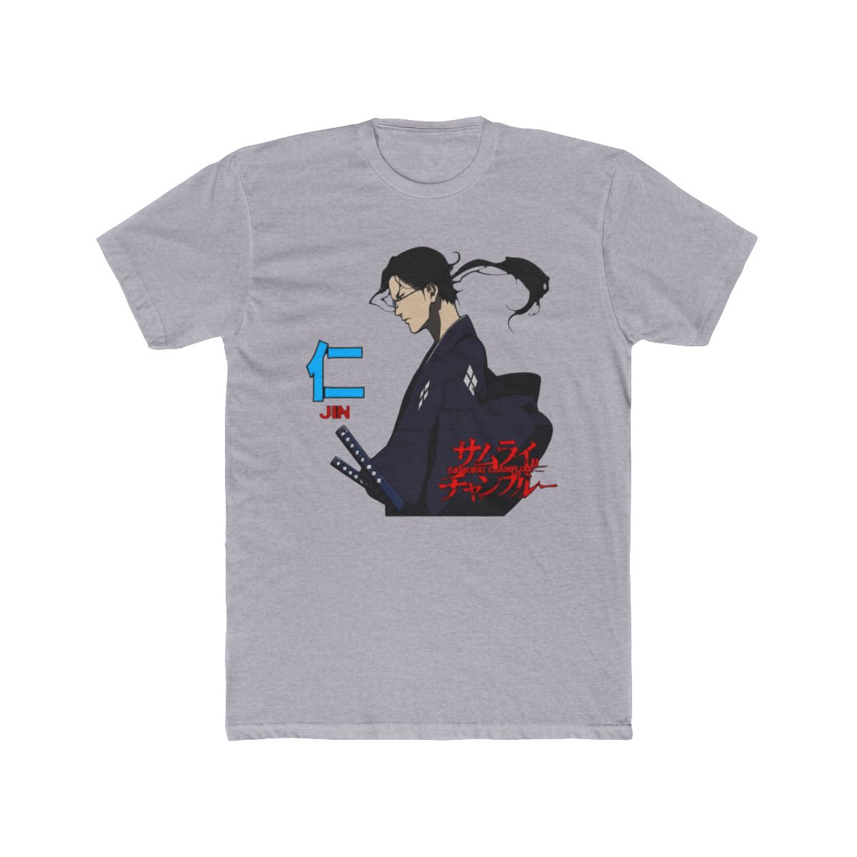 Samurai Champloo Jin, Kanji, Red Logo White T Shirt-Large - alternate angle 4, merchandise