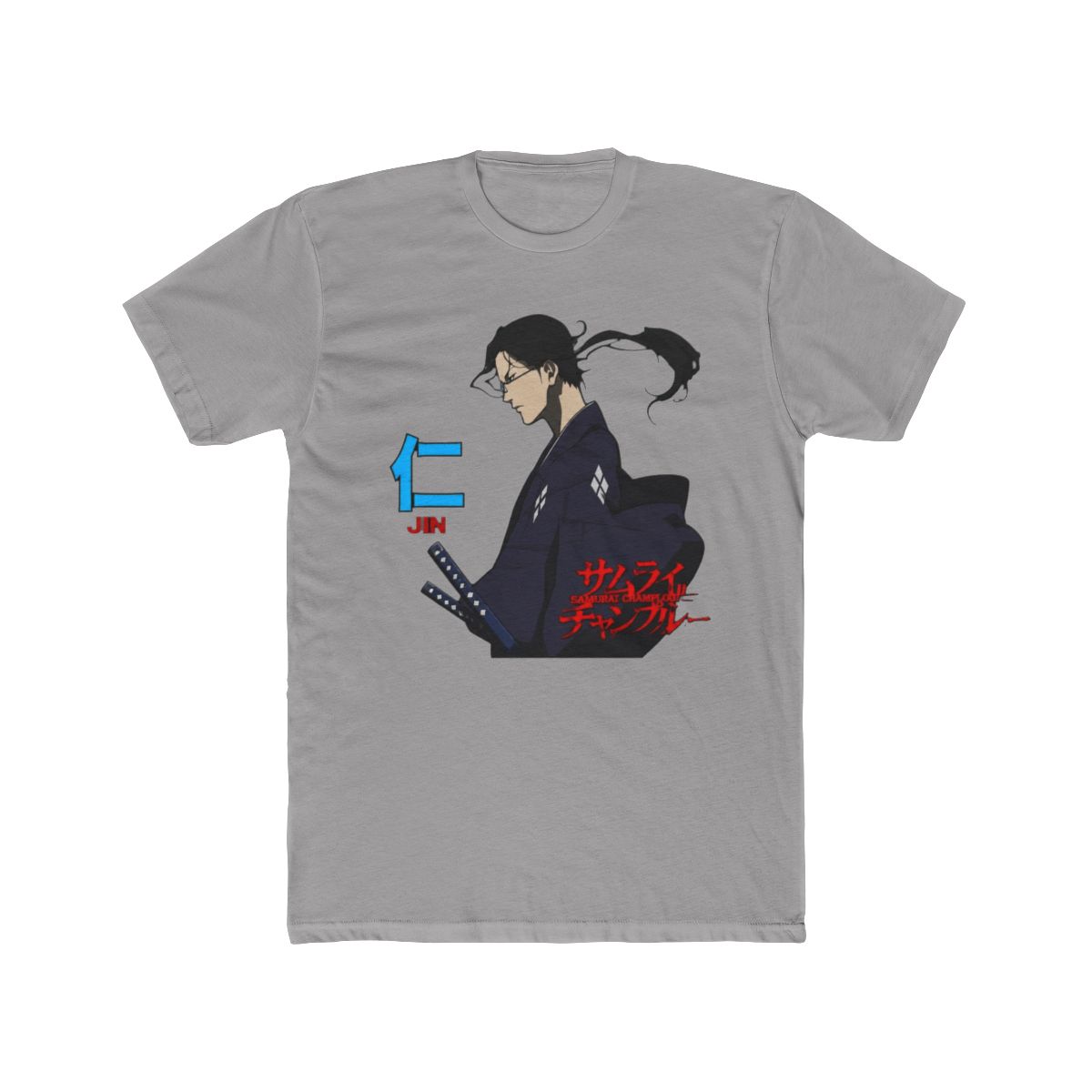 Samurai Champloo Jin, Kanji, Red Logo White T Shirt-Large - Official T-Shirts merchandise